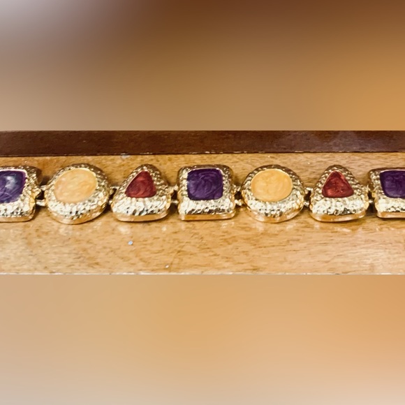 Gold bangle toggle clasp fashion bracelet ❤️ - Picture 6 of 7